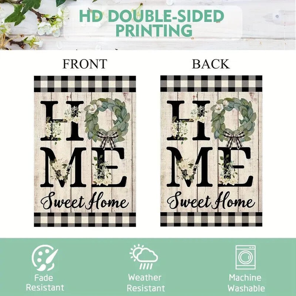 'Home Sweet Home' Magnolia Burlap Garden Flag Double-Sided 12" x 18" NEW! Home & Garden:Yard, Garden & Outdoor Living:Décor:Flags Style Your Walls